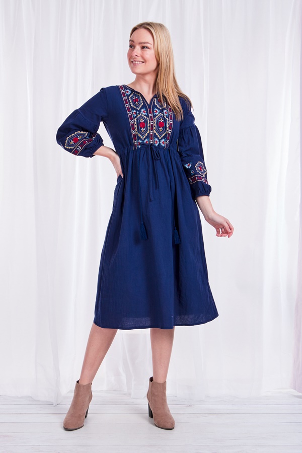 3/4 Sleeve Embroidery Dress