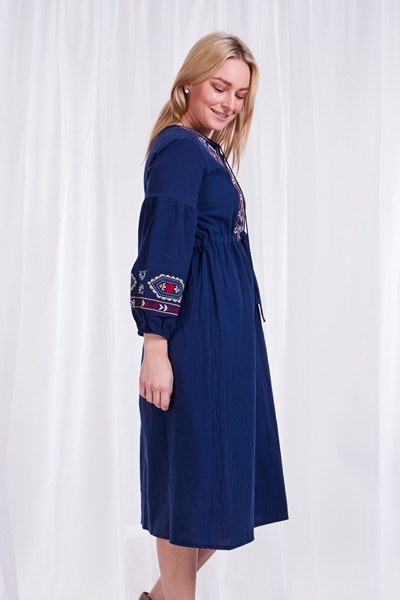 3/4 Sleeve Embroidery Dress