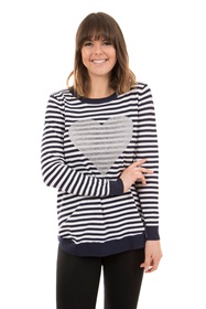 Heart Print Stripe Jumper