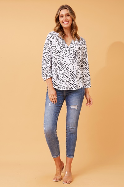 ABRIELLA ABSTRACT PRINT SHIRT