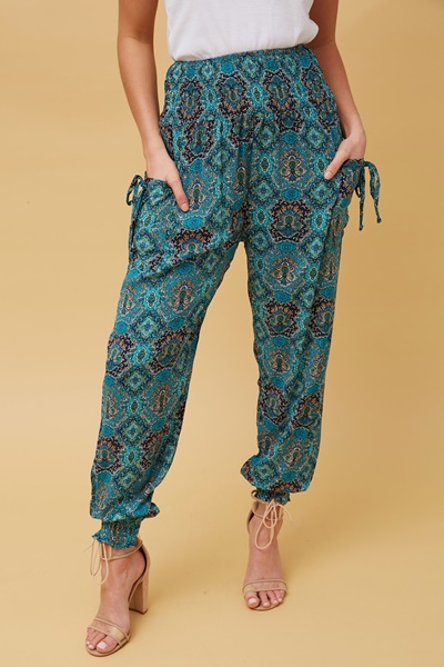 ABSTRACT PRINT BOHO HAREM PANTS