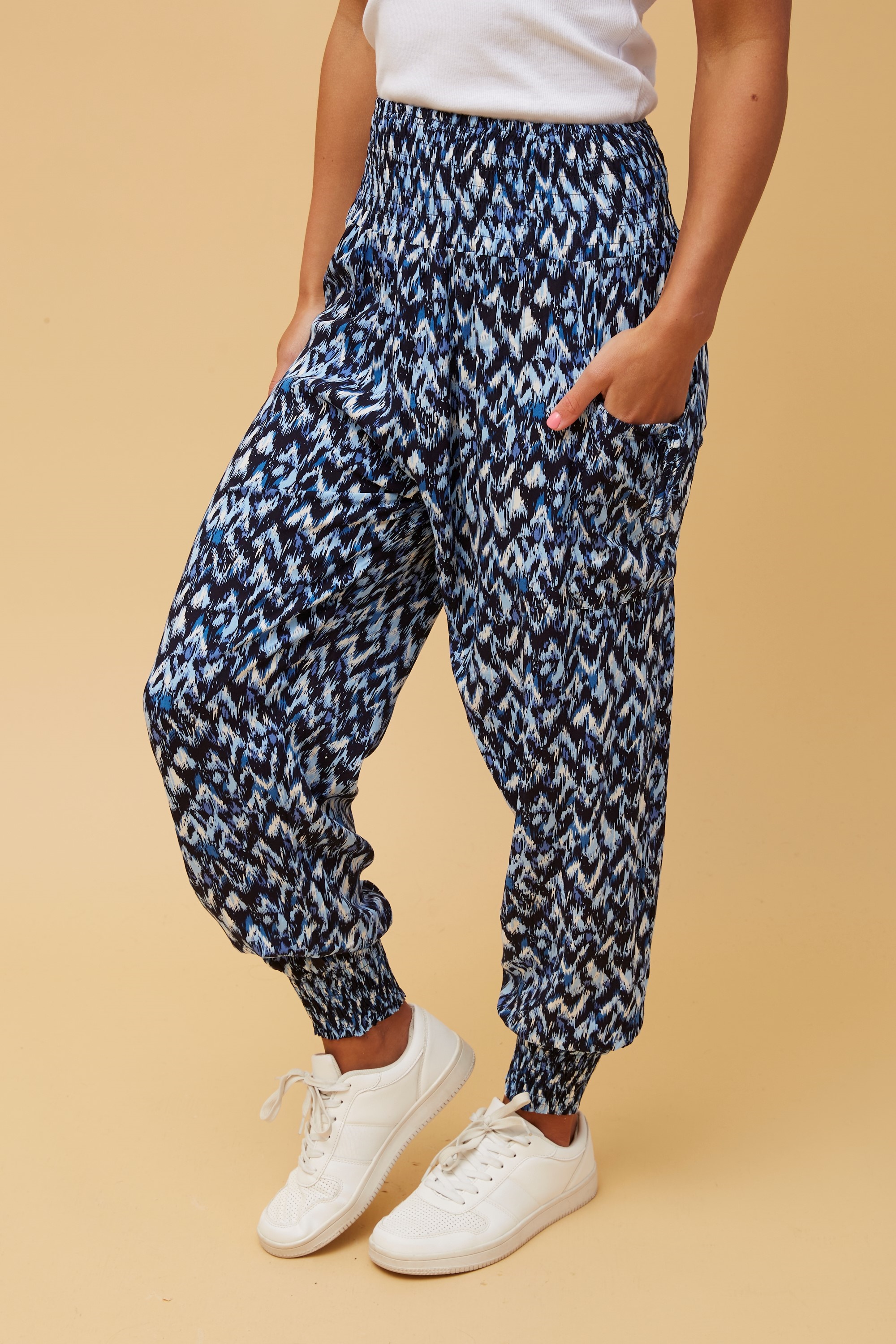 Abstract Print Boho Harem Pants Buy Online Femme Connection   Abstract Print Boho Harem Pants P516958 Navy 102  V1 Original 