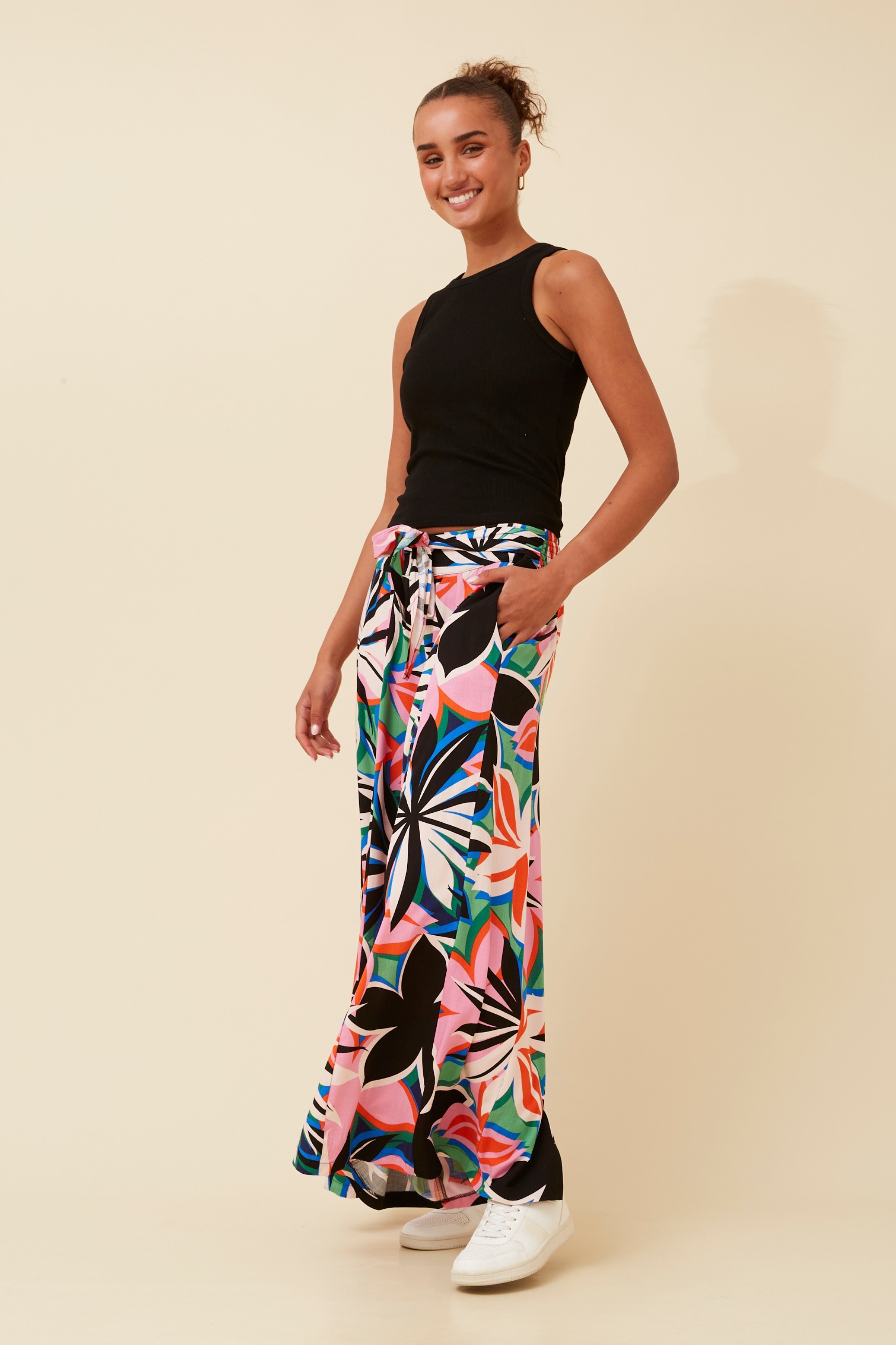 ADDISON FLORAL FLARED LEG PANTS