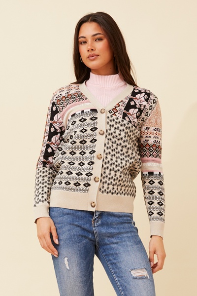 ADEEVA ABSTRACT PRINT CARDIGAN
