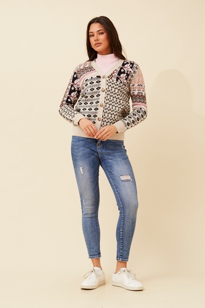 ADEEVA ABSTRACT PRINT CARDIGAN