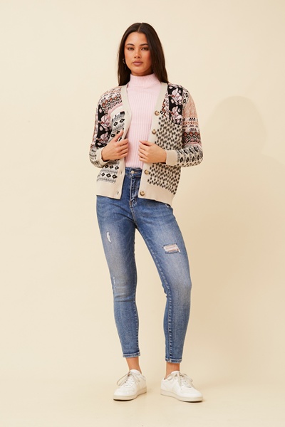 ADEEVA ABSTRACT PRINT CARDIGAN