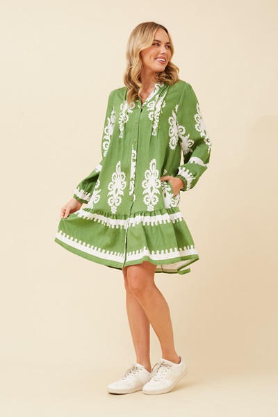 ADRIELLE BORDER PRINT DRESS