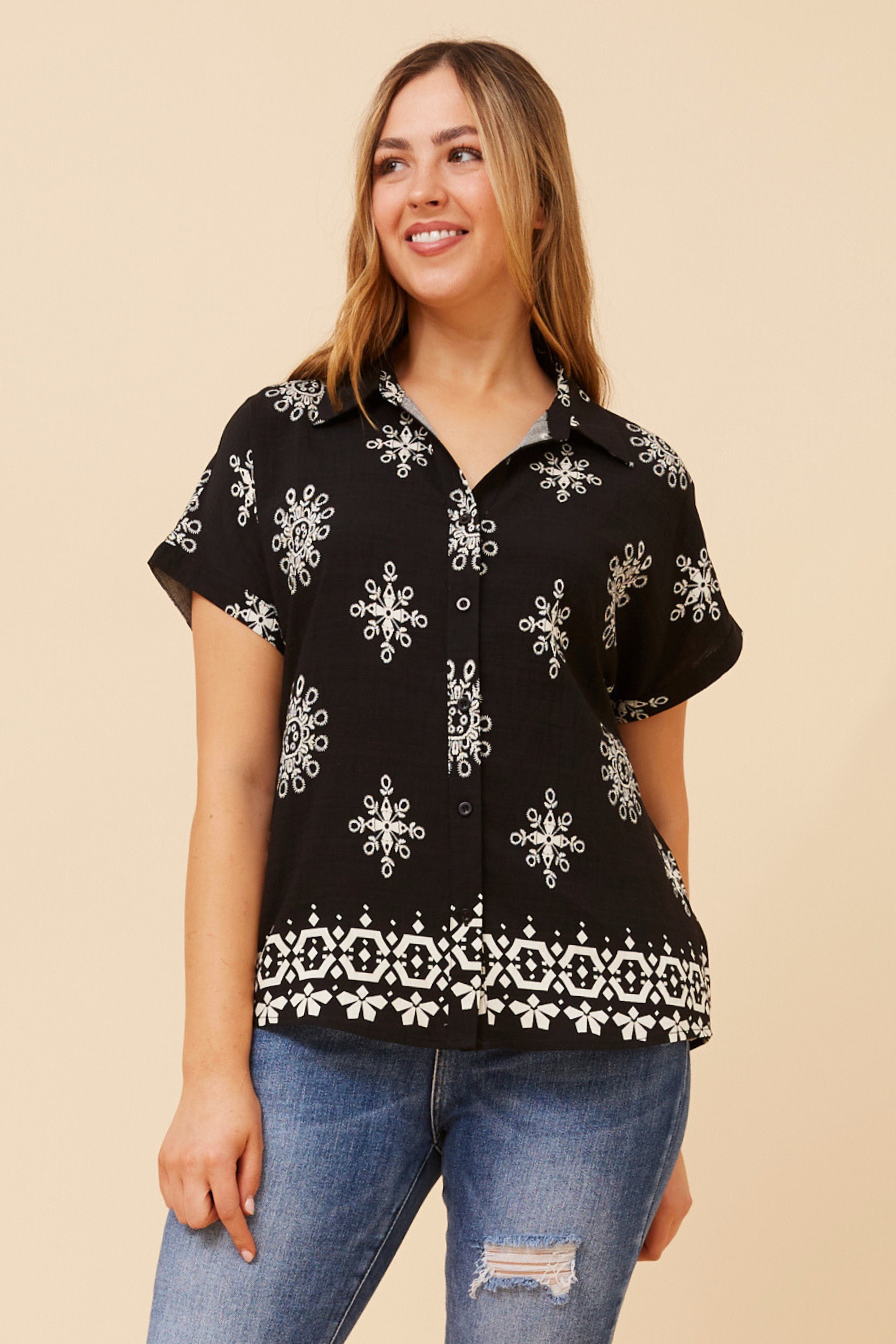 ADRIKA BORDER PRINT SHIRT