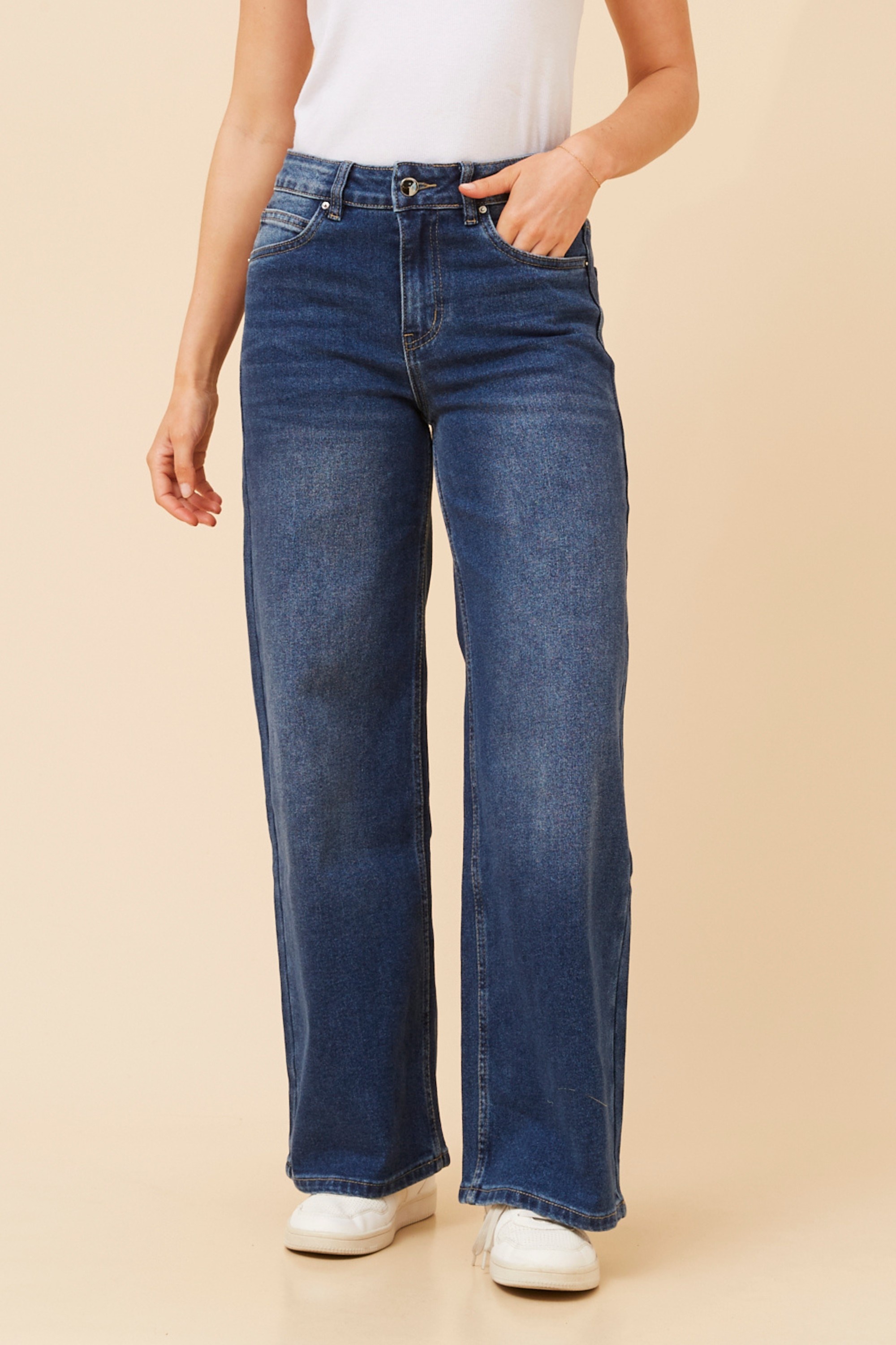 AELLA WIDE-LEG DENIM PANTS