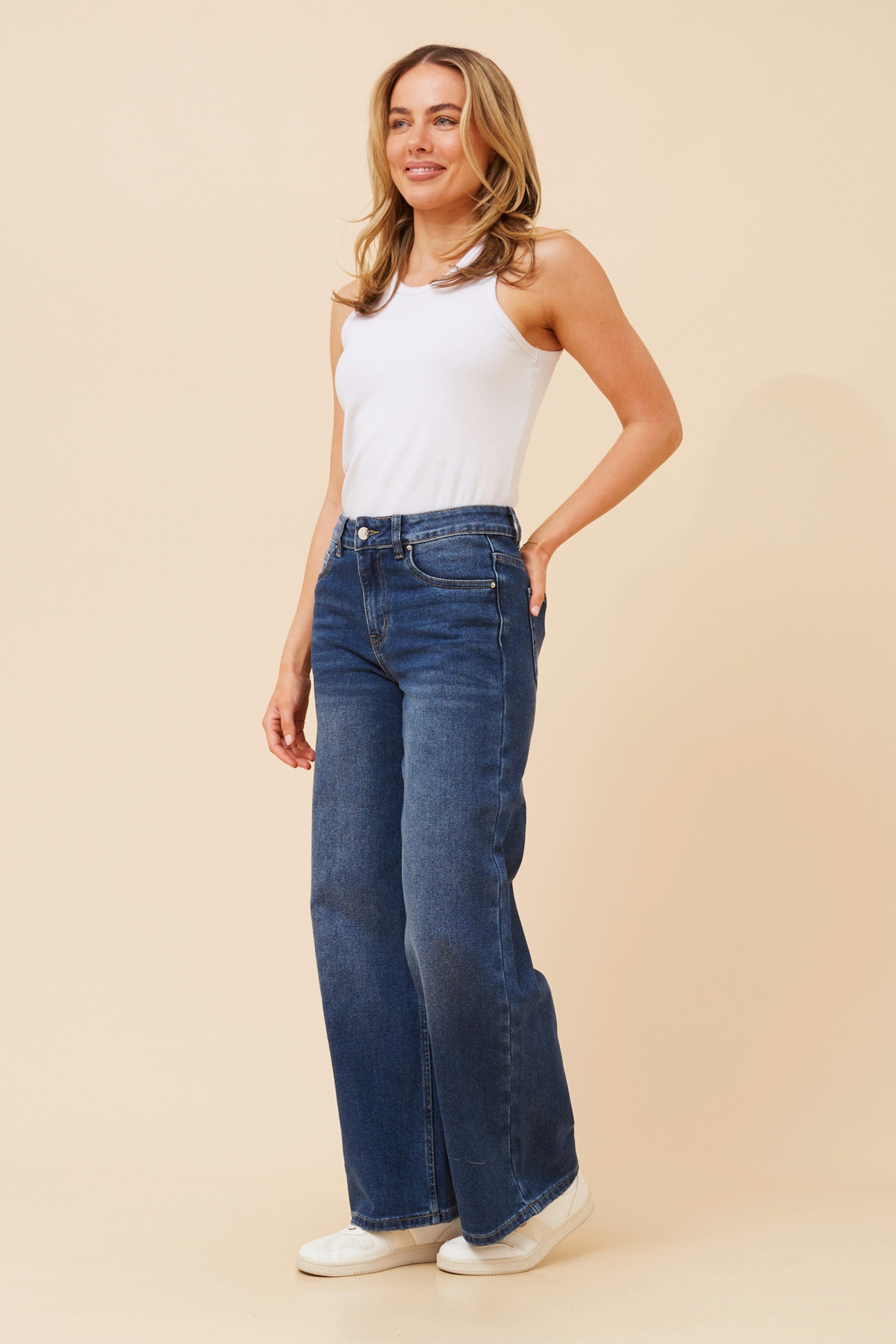 AELLA WIDE-LEG DENIM PANTS