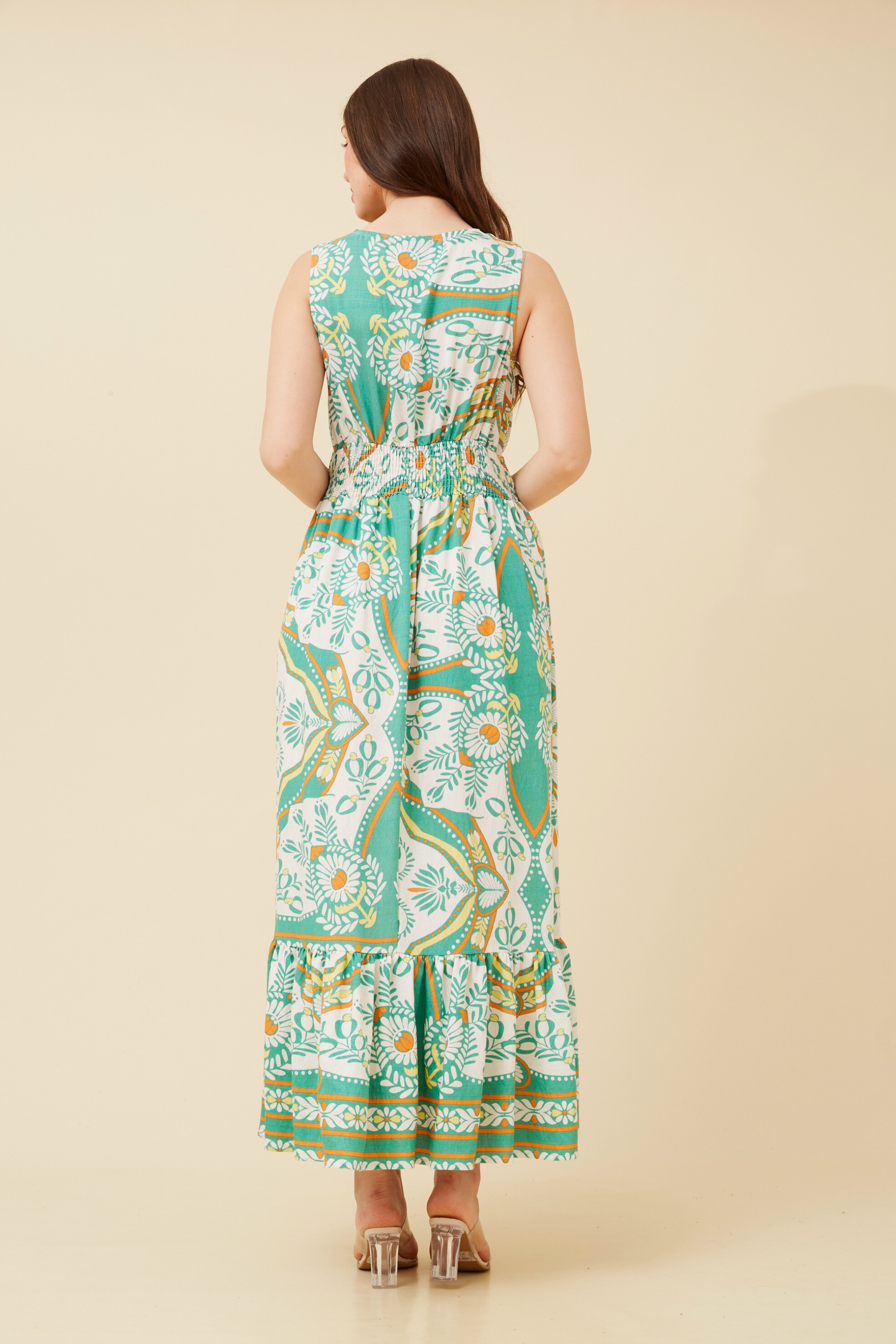 AFRI BORDER PRINT MAXI DRESS