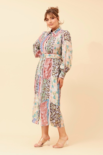 AGATHA PATCHWORK PRINT MAXI DRESS