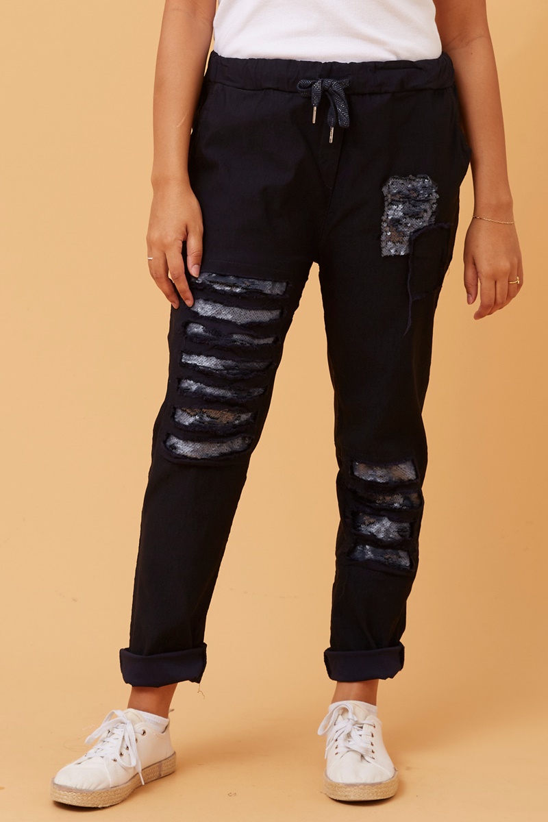 AIDA SEQUIN PATCH JOGGERS