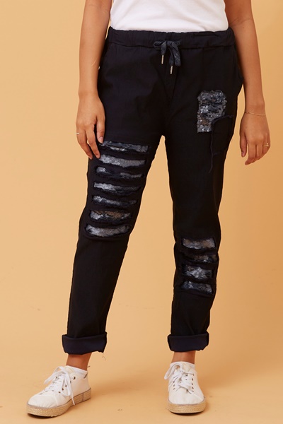 AIDA SEQUIN PATCH JOGGERS