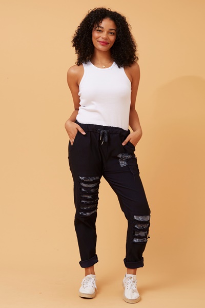 AIDA SEQUIN PATCH JOGGERS