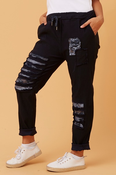 AIDA SEQUIN PATCH JOGGERS