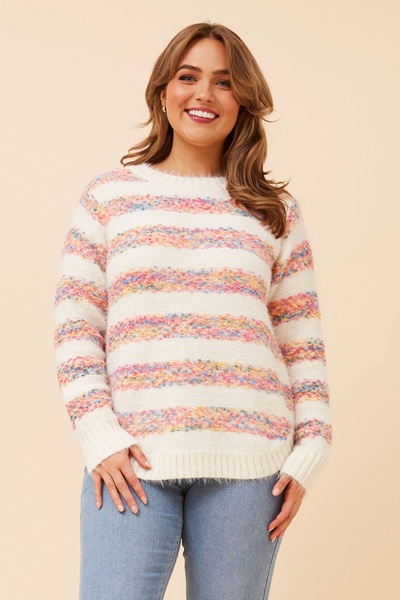 AIKEN STRIPE PRINT KNIT PULLOVER