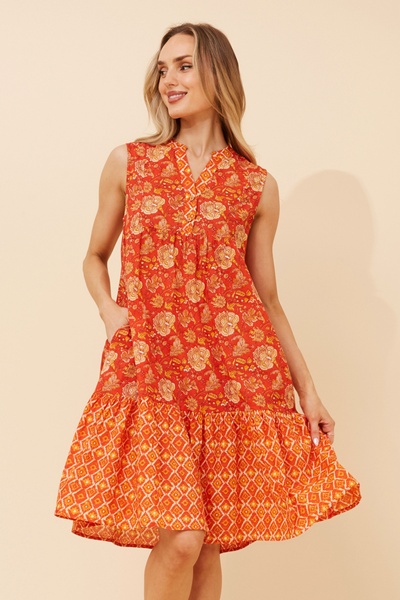 AILEEN BORDER PRINT MIDI DRESS