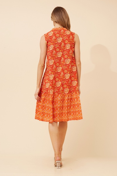 AILEEN BORDER PRINT MIDI DRESS
