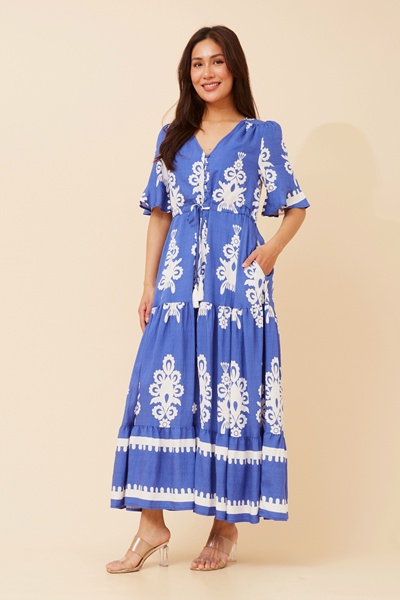 AIRLEA BORDER PRINT MAXI DRESS
