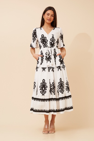 AIRLEA BORDER PRINT MAXI DRESS