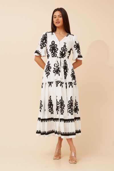 AIRLEA BORDER PRINT MAXI DRESS