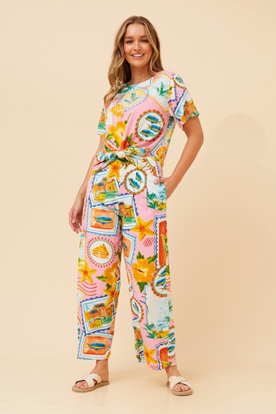 AKARIA PATCHWORK PRINT PANTS