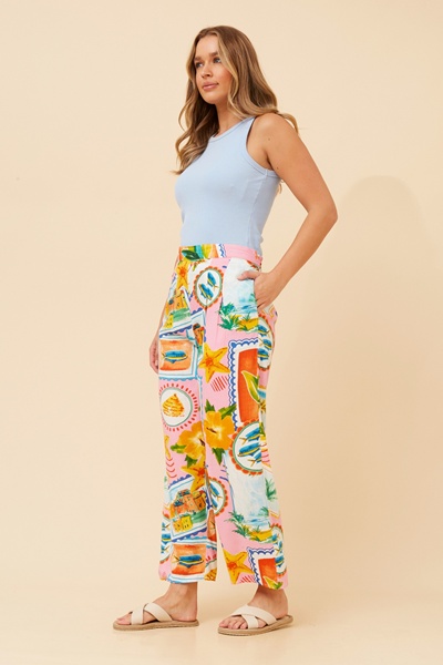 AKARIA PATCHWORK PRINT PANTS