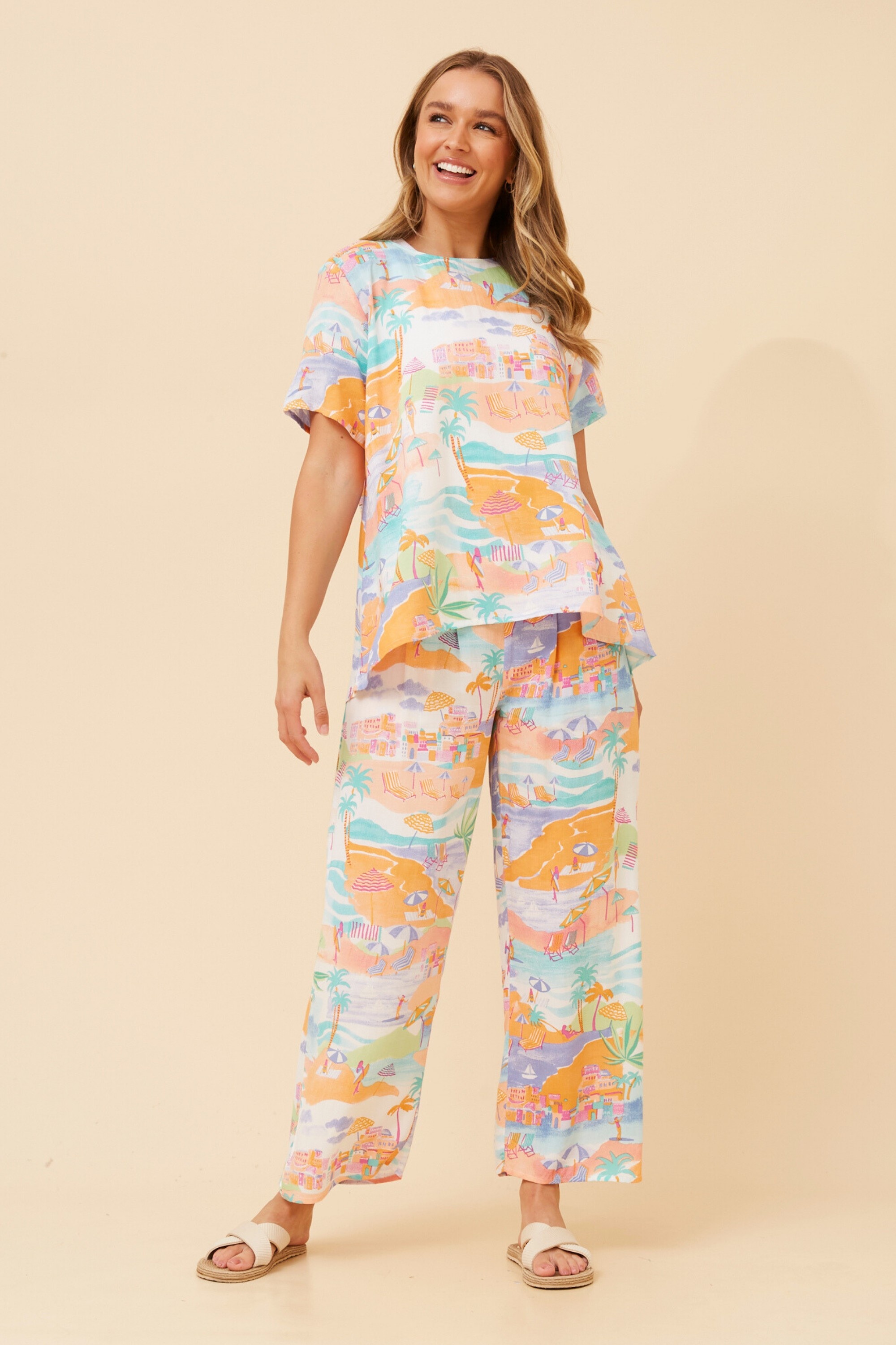 AKARIA WANDERLUST PRINT PANTS