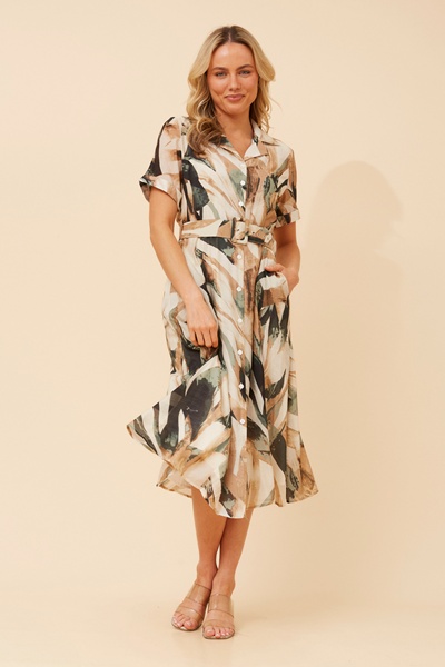ALANIA ABSTRACT PRINT SHIRT DRESS