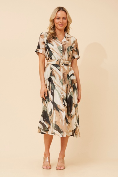 ALANIA ABSTRACT PRINT SHIRT DRESS