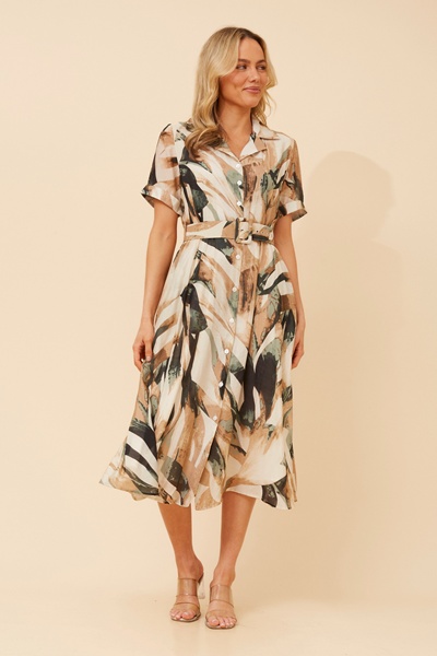 ALANIA ABSTRACT PRINT SHIRT DRESS
