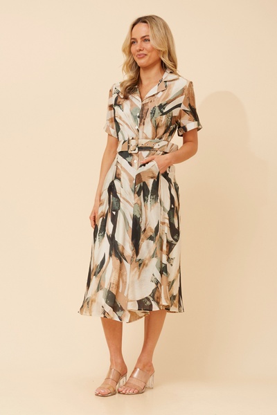 ALANIA ABSTRACT PRINT SHIRT DRESS