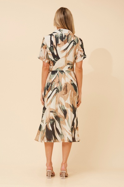 ALANIA ABSTRACT PRINT SHIRT DRESS