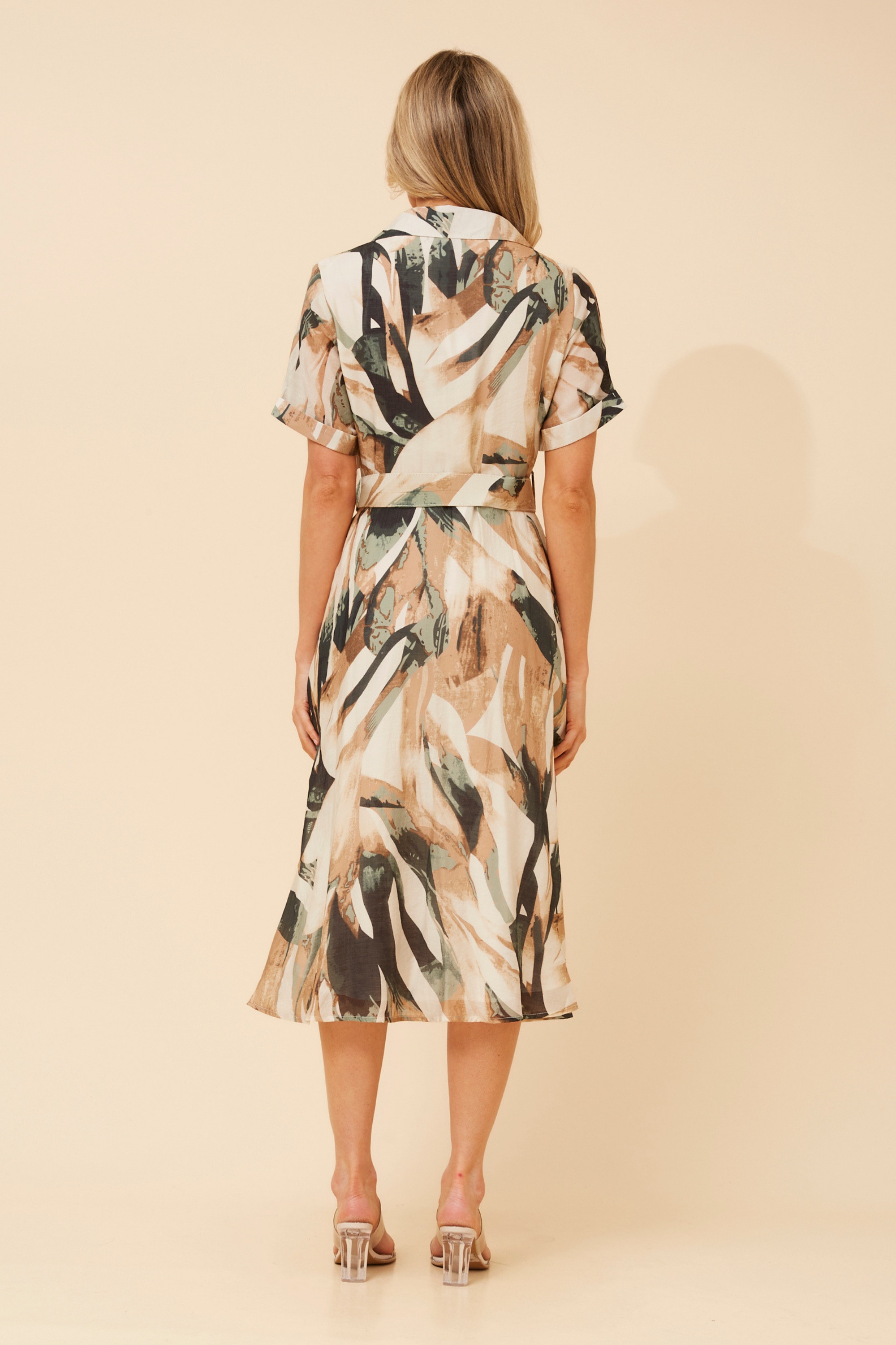 ALANIA ABSTRACT PRINT SHIRT DRESS