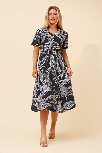 ALANIA LEAF PRINT MIDI DRESS