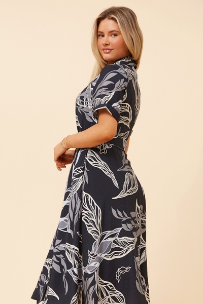 ALANIA LEAF PRINT MIDI DRESS