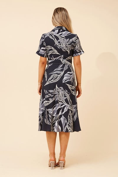 ALANIA LEAF PRINT MIDI DRESS