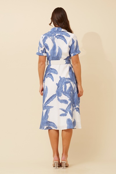 ALANIA LEAF PRINT SHIRT DRESS