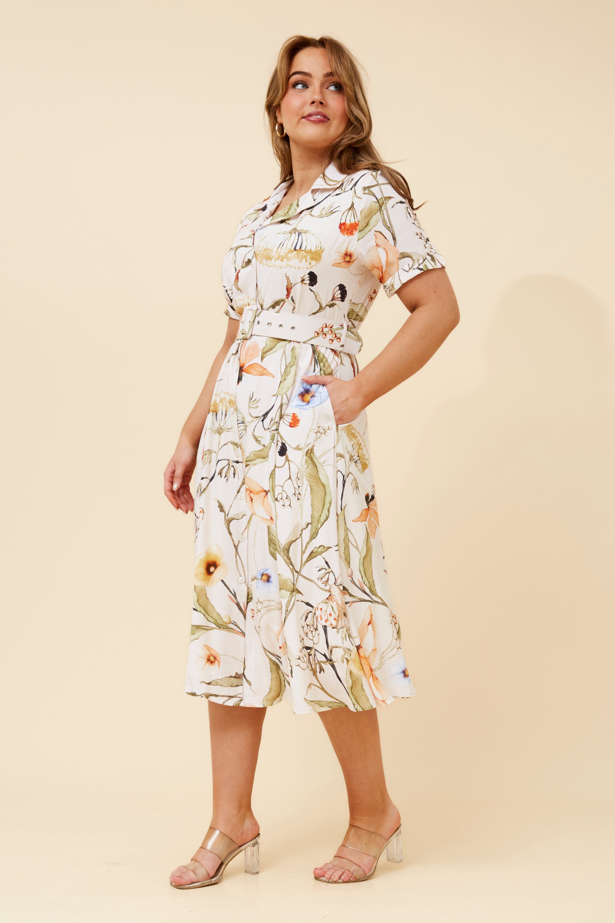 ALANIA LINEN BLEND MIDI DRESS