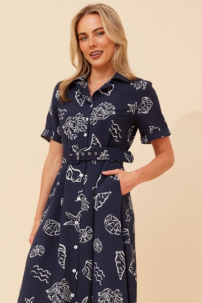 ALANIA SEA SHELL PRINT DRESS