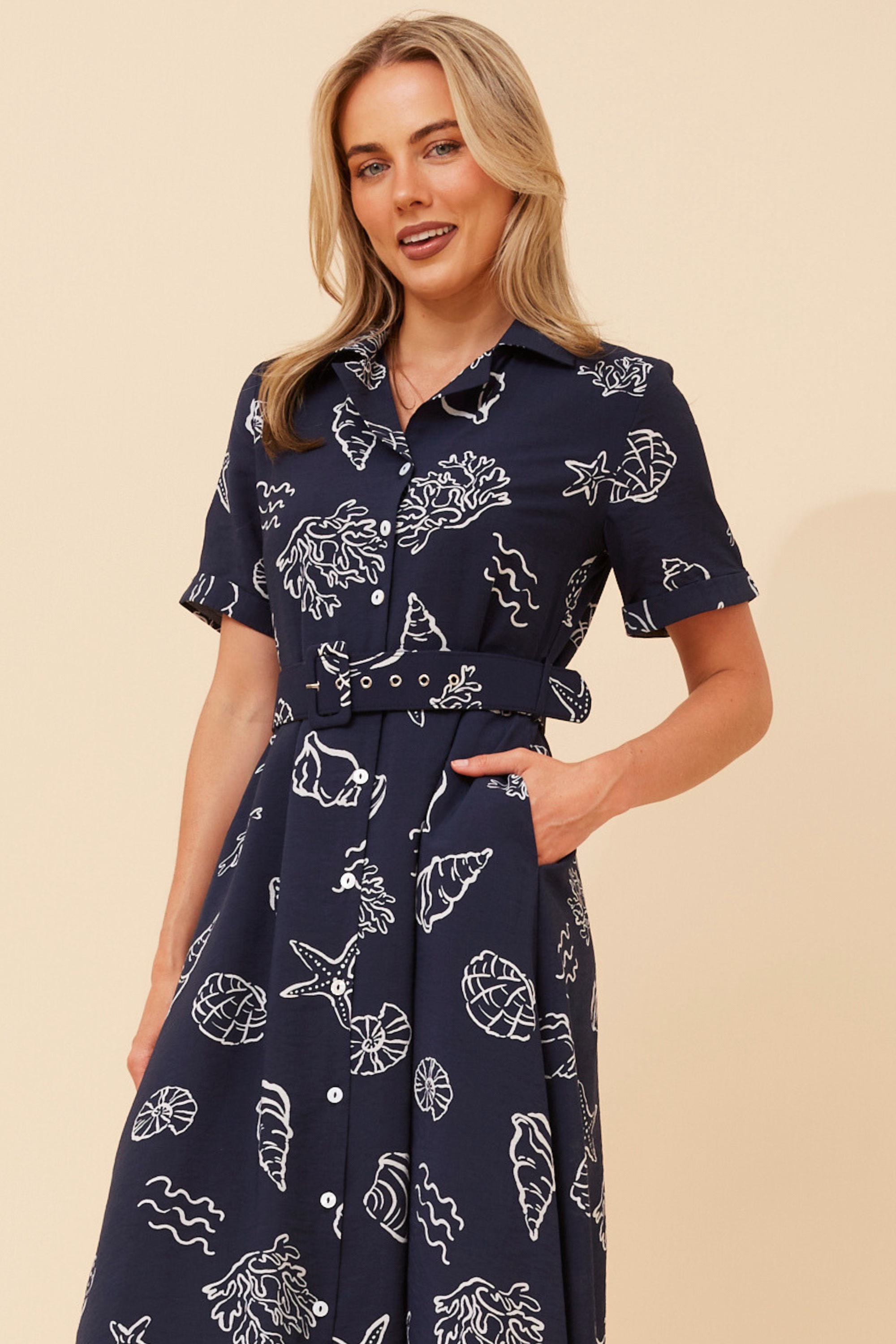 ALANIA SEA SHELL PRINT DRESS