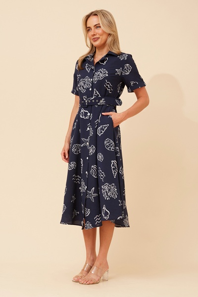 ALANIA SEA SHELL PRINT DRESS
