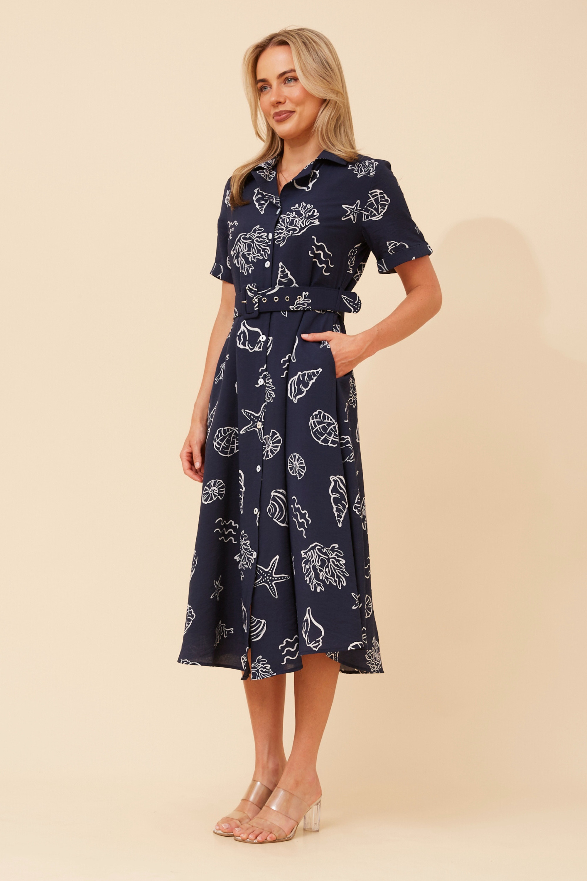 ALANIA SEA SHELL PRINT DRESS