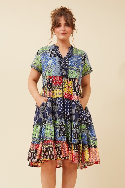 ALANIS PATCHWORK PRINT DRESS