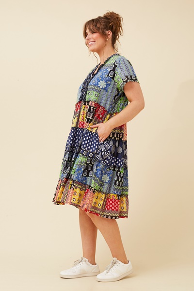 ALANIS PATCHWORK PRINT DRESS