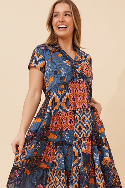 ALANIS PATCHWORK PRINT DRESS