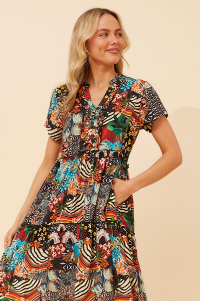 ALANIS PATCHWORK PRINT DRESS