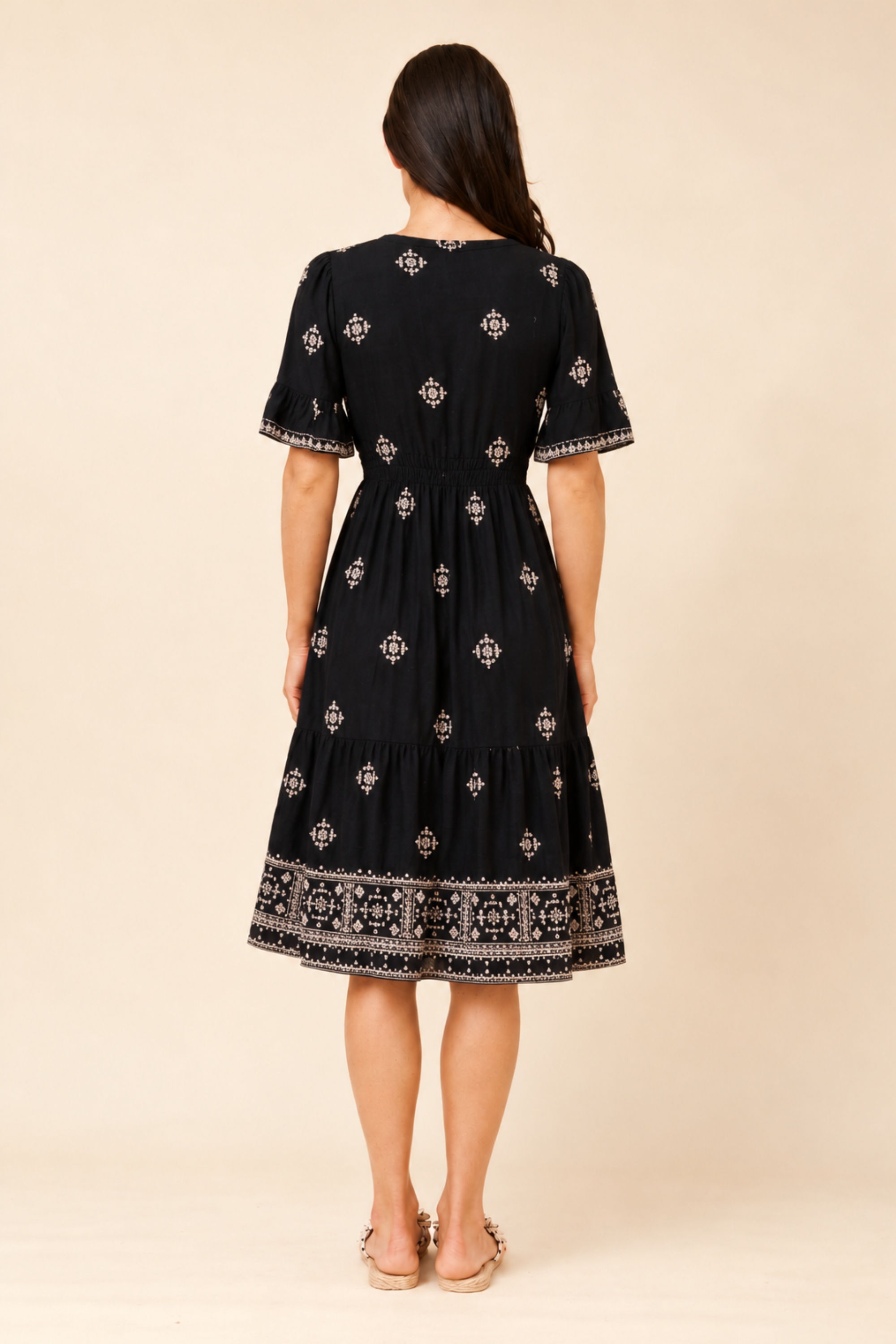 ALENA EMBROIDERED TIERED DRESS