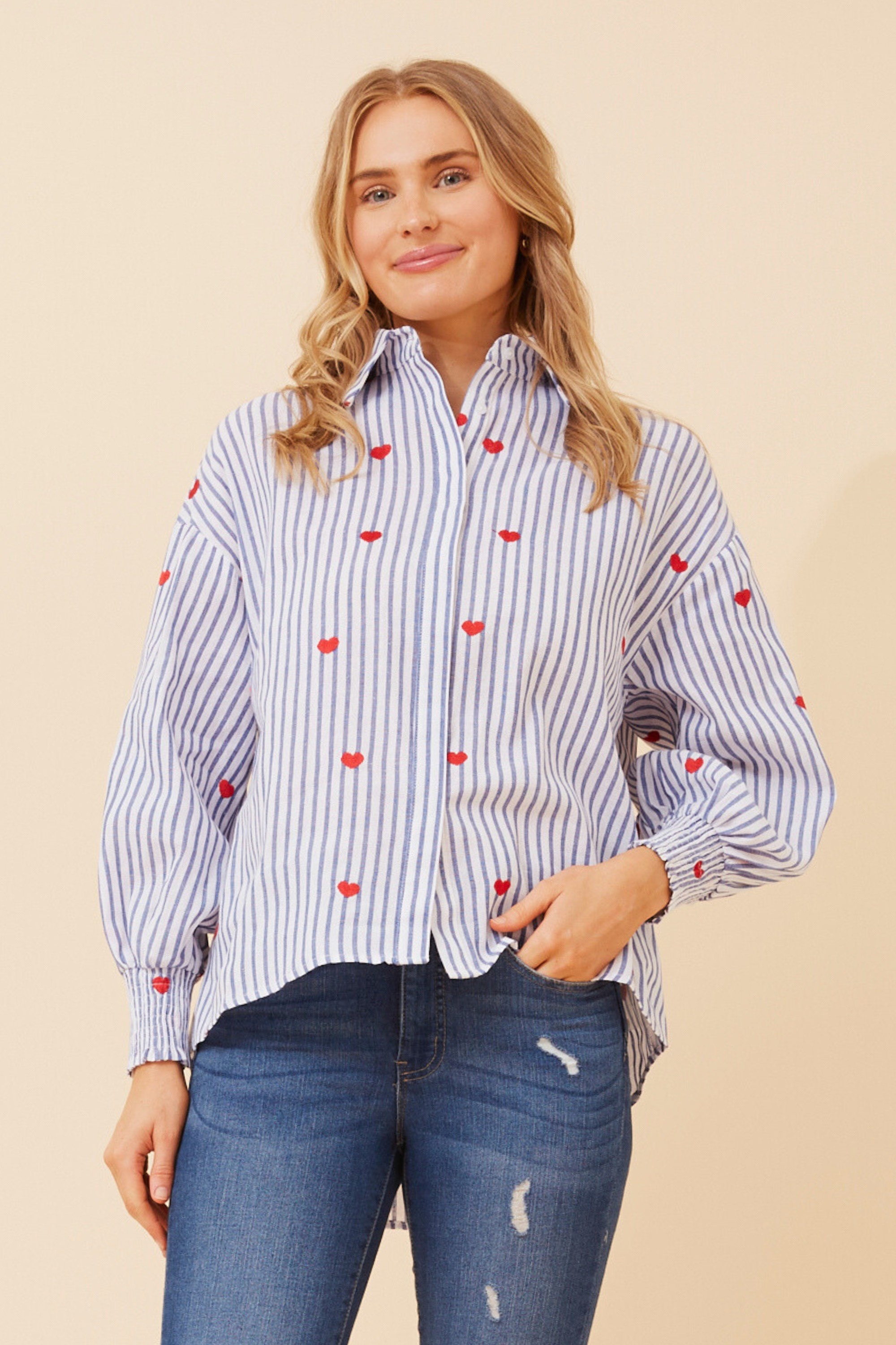 ALESSA STRIPE PRINT SHIRT